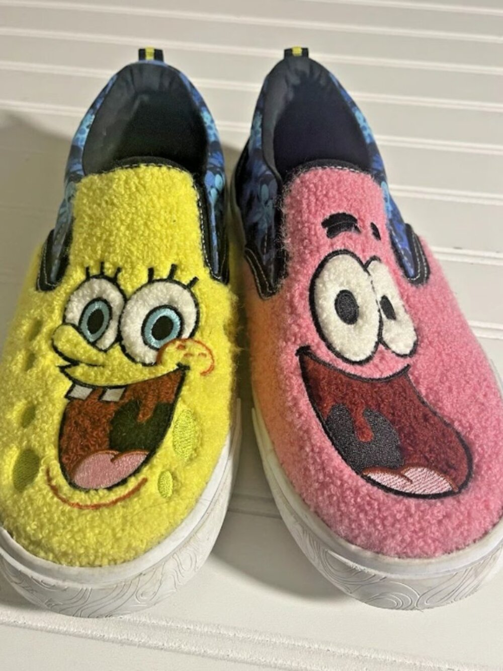 Kids Spongebob Squarepants Slip On Shoes Yellow Pink Character Plush Size 4